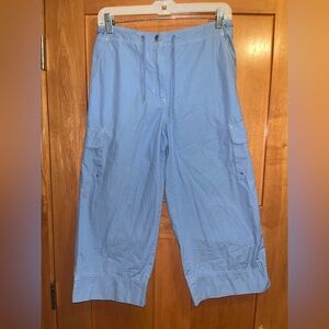 Vintage Y2k Ralph Lauren Cargo Pants Sz 6 Dusty Blue Cropped Wide Leg High Rise